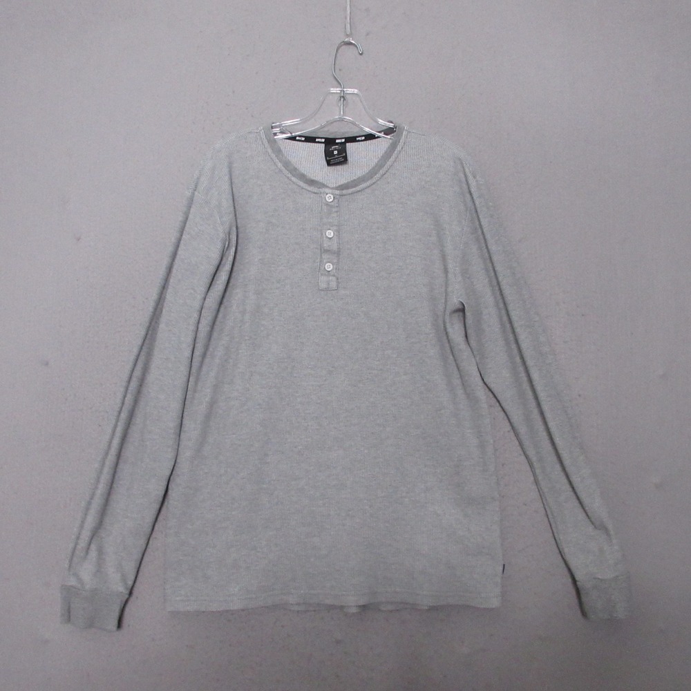 Nike SB Henley Shirt Dri-Fit Waffle Knit Thermal Grey Skateboarding Grunge Y2K